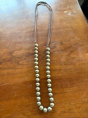 Long Olive Green Beaded Necklace - Women Jewelry